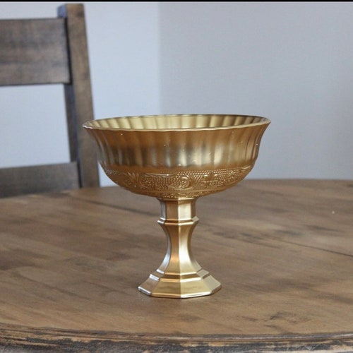 Gold Compote Bowl Gold Compote Vase Pedestal Vase Wedding Etsy