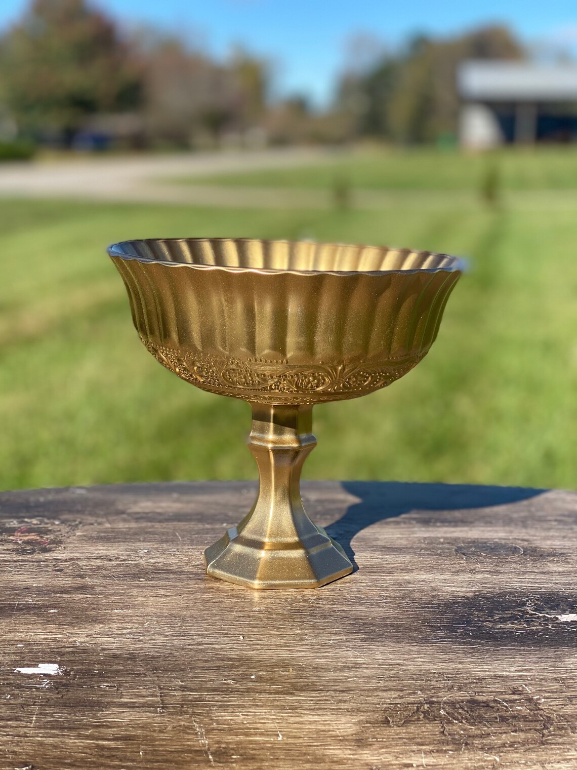 Gold Compote Bowl Gold Compote Vase Pedestal Vase Wedding Etsy