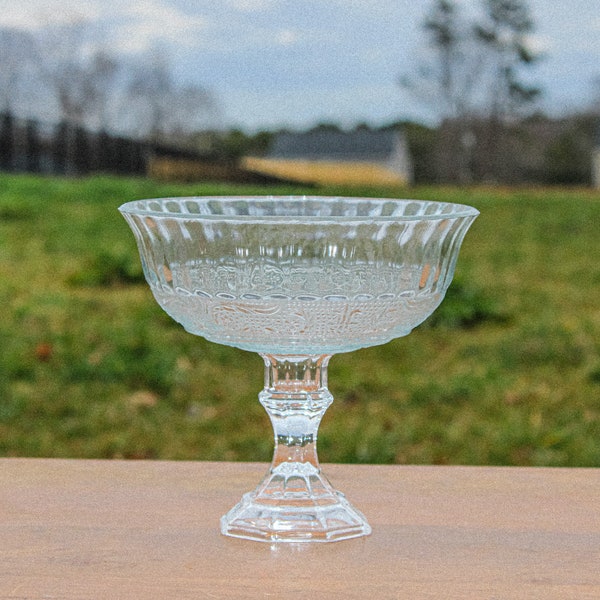 Clear Compote Bowl, Clear Compote Vase, Pedestal Vase, Wedding Centerpiece, Floral Decor, Floral centerpiece