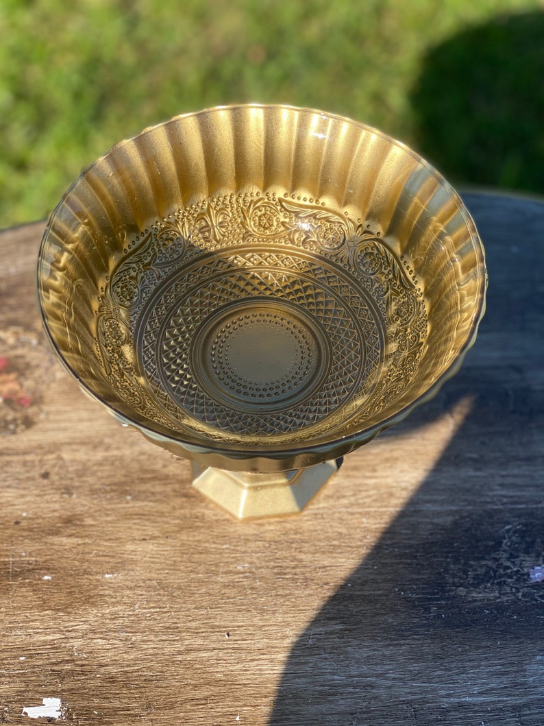 Gold Compote Bowl Gold Compote Vase Pedestal Vase Wedding Etsy
