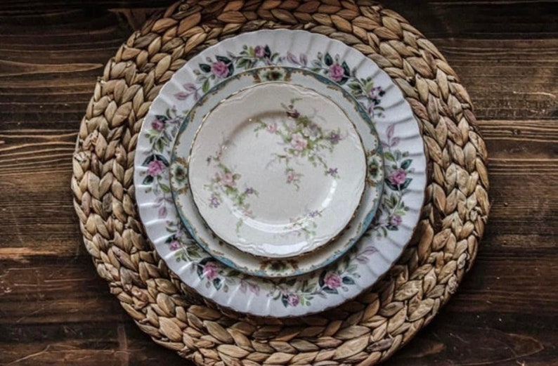 4 Mismatched China Plates, Bulk Vintage Dishes, plate wall decor image 5