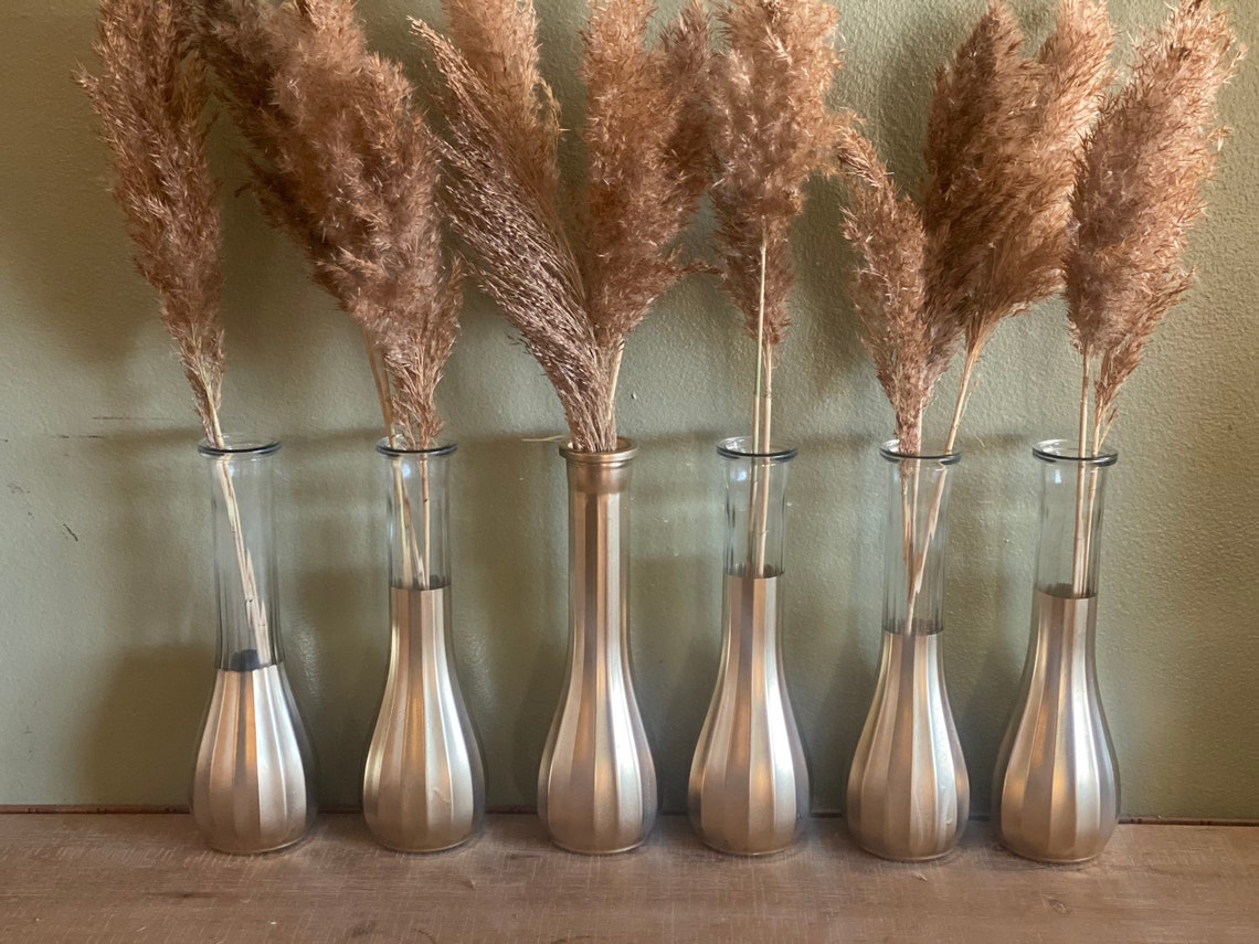 Gold Bud Vase Dipped Gold Bud Vase Set of 6 Wedding Etsy