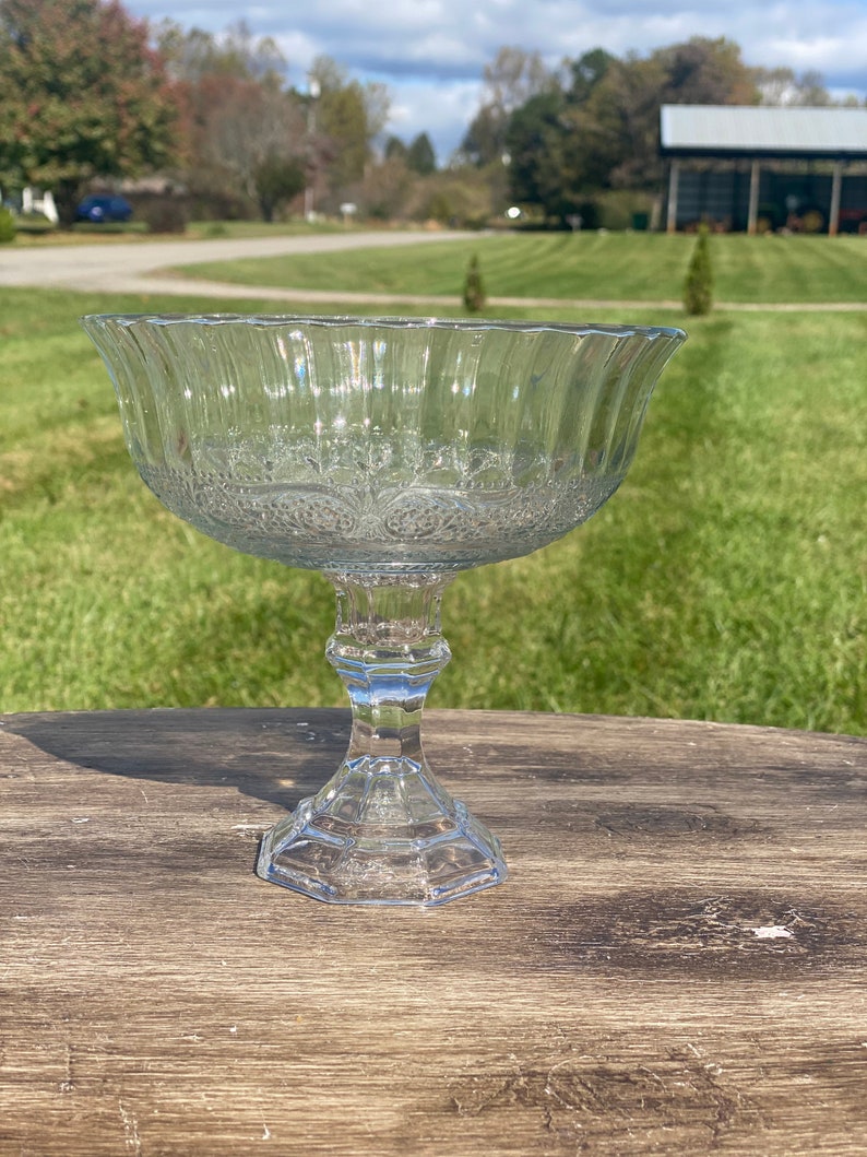 Clear Compote Bowl Clear Compote Vase Pedestal Vase Wedding Etsy