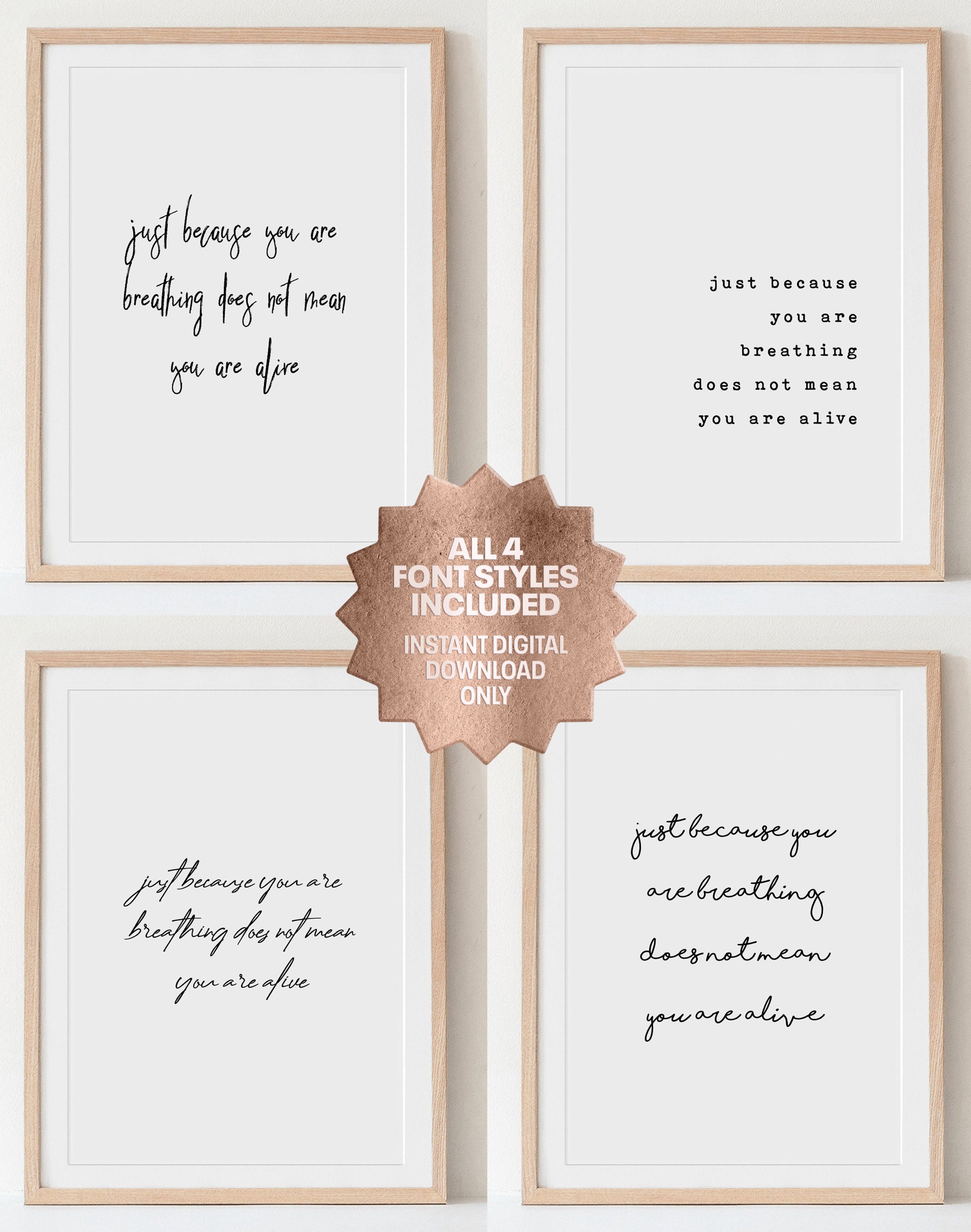 Set of 4 Quote Prints, Boho Collection, Wall Art, Inspirational Quote, Positive Quotes, Quote Print, Typography, Digital Prints, Best Gift