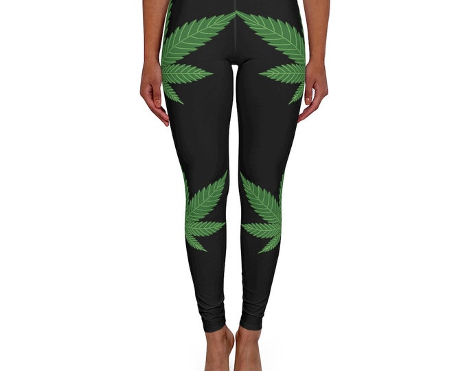 WEED LEAF LEGGINGS - Leaf Print Leggings - Weed Leggings - Cannabis Leaf Spandex - Leaf Spandex - Skin Tight Leggings - Pants For Yoga