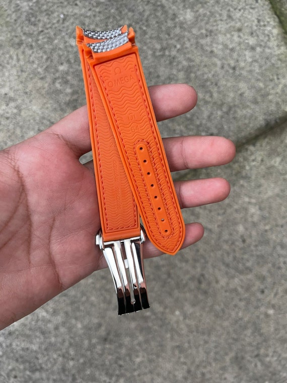Omega Grey-orange/rubber Fabric Strap 