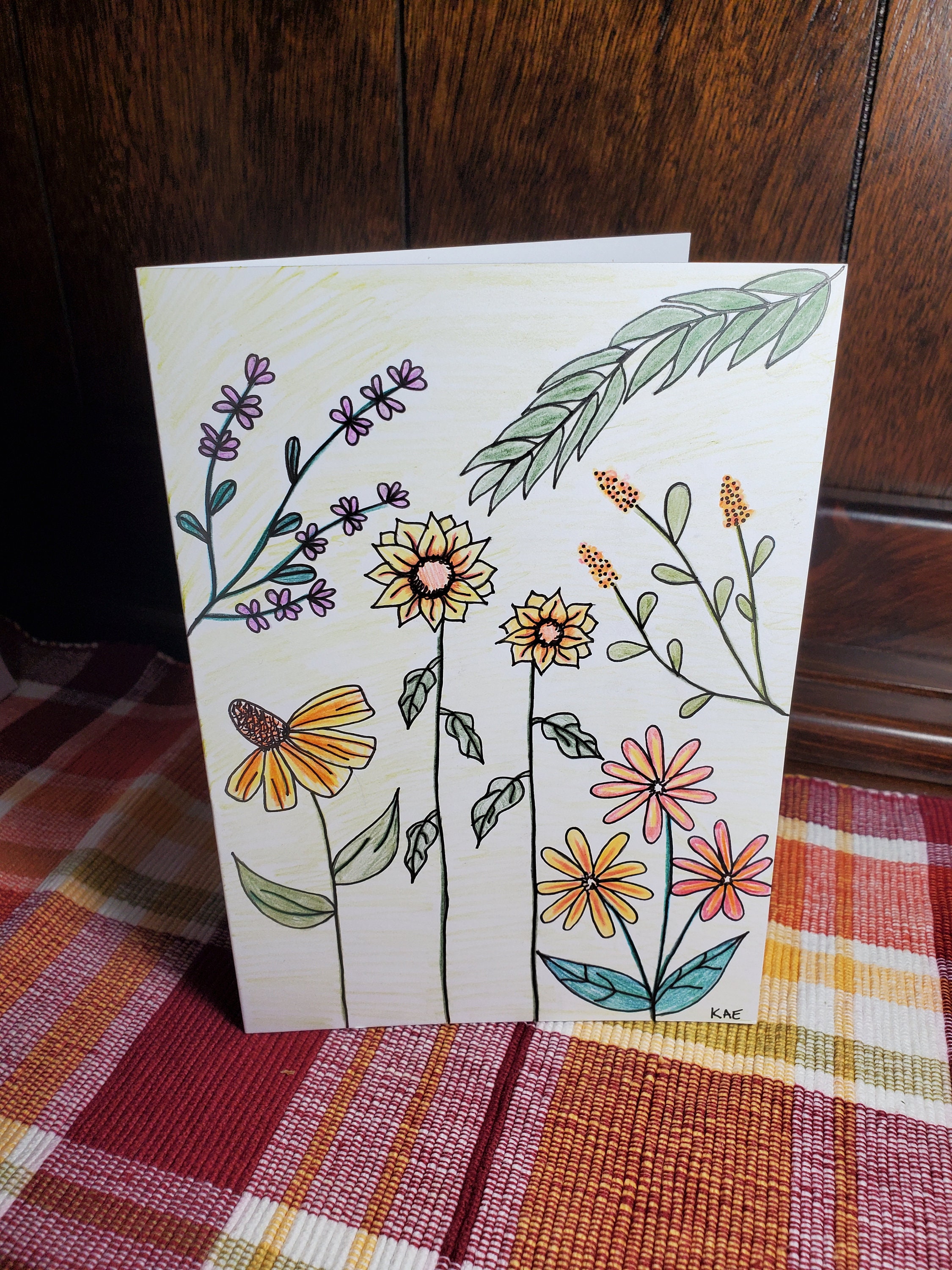 Floral Hand Drawn Greeting Card Blank Inside - Etsy