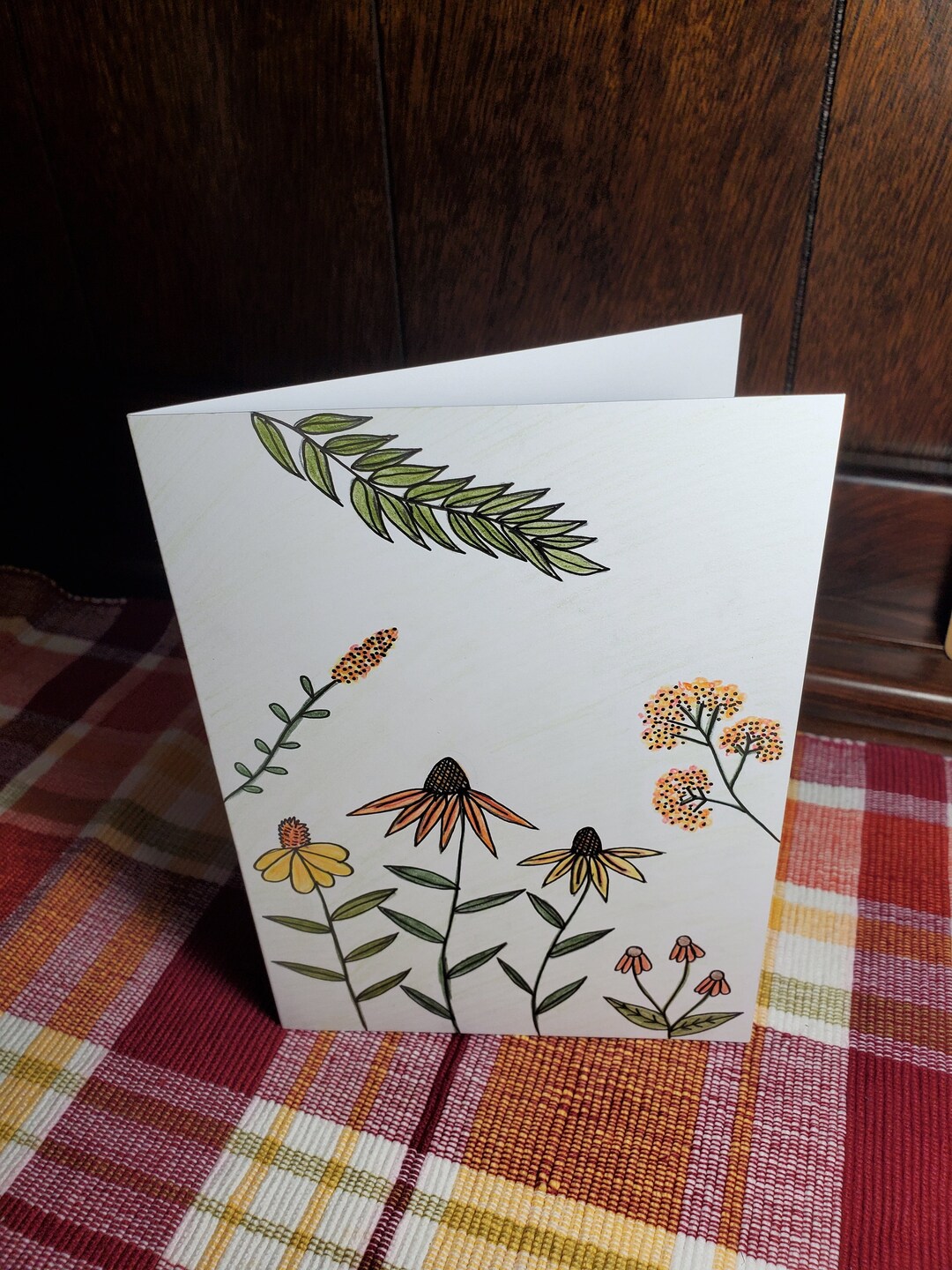 Floral Hand Drawn Greeting Card Blank Inside - Etsy