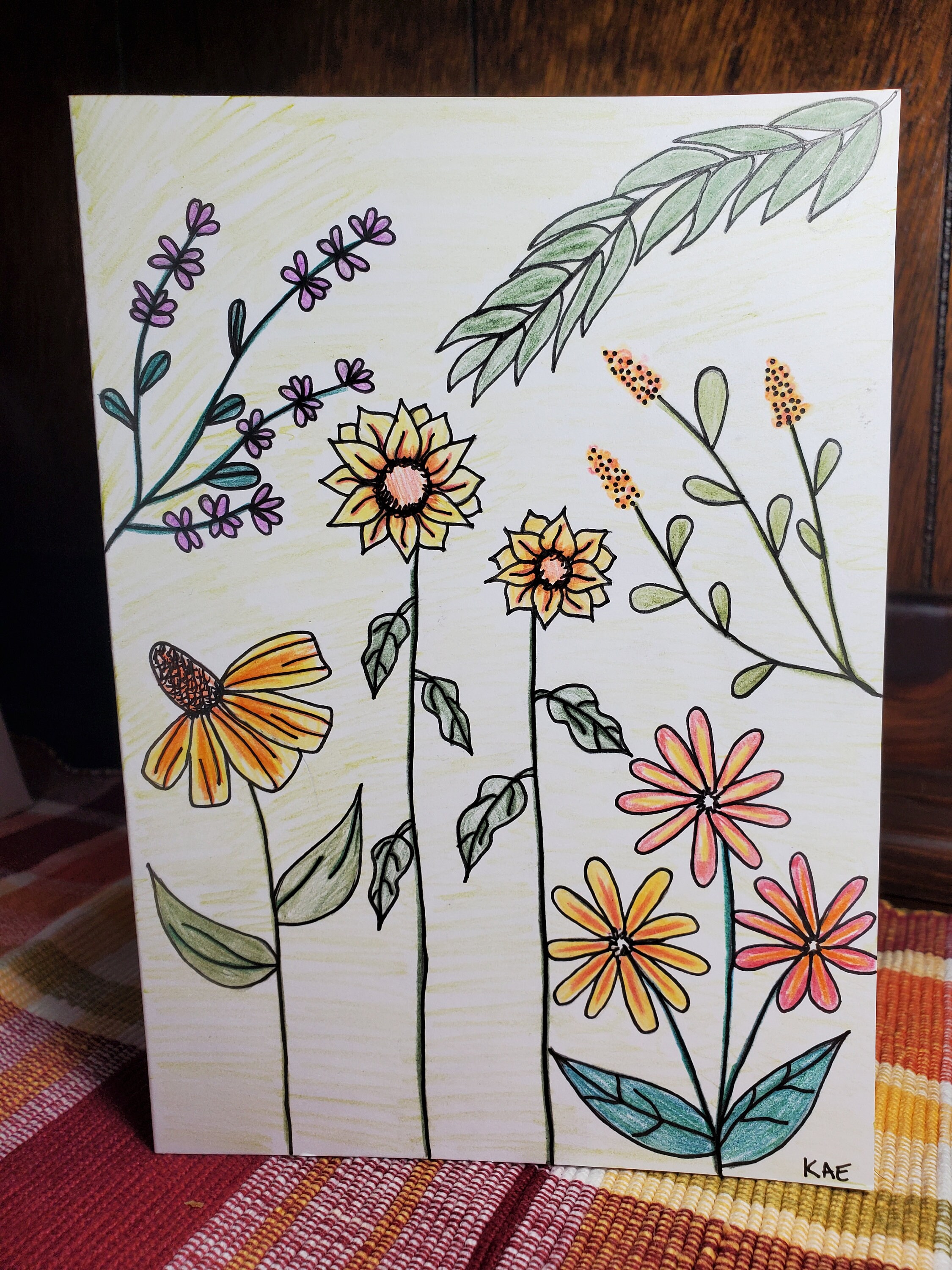 Floral Hand Drawn Greeting Card Blank Inside - Etsy