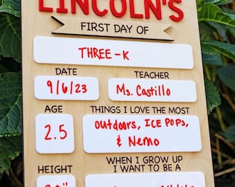 Personalized First Day of School Sign | Reusable Dry Erase Board
