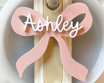 Personalized Bow Name Plate | Stanley H2.0 Tumbler Topper
