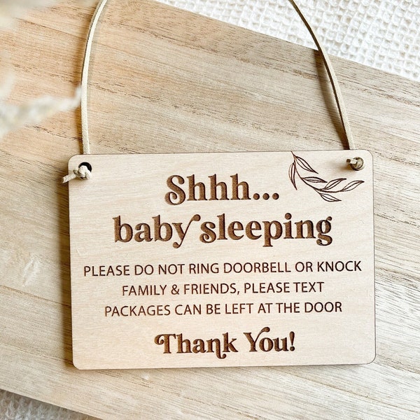 Sleeping Baby Sign | Do Not Disturb Doorbell Sign | Don't Ring Doorbell | Front Door Sign | Do Not Disturb Sign | Baby Shower Gift