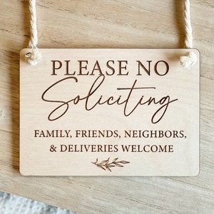 No Soliciting Door Sign | Door Bell Sign | No Knocking Sign | Please Do Not Disturb Door Sign | Wood Door Sign | Privacy Sign