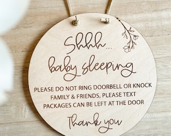 Sleeping Baby Sign | Do Not Disturb Doorbell Sign