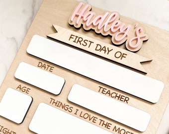 Personalized Back to School Sign | First Day of School Sign | Reusable Back to School Sign | Dry Erase First Day of School Sign