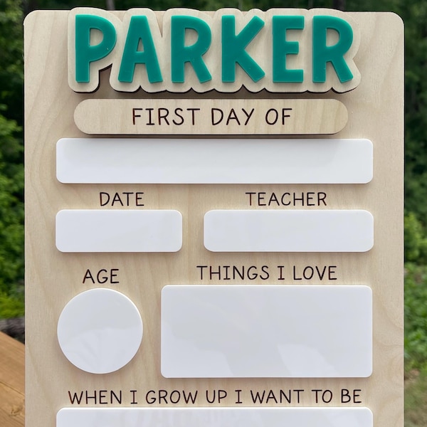 Personalized First Day of School Sign | Reusable Dry Erase Board