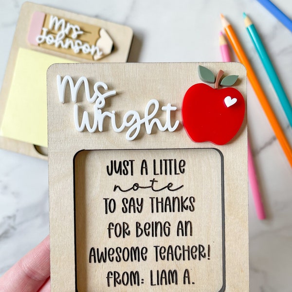 Personalized Post it Note Holder | Sticky Note Holder for Teacher Appreciation Gift | Teacher Gift for Desk | Personalized Teacher Gift