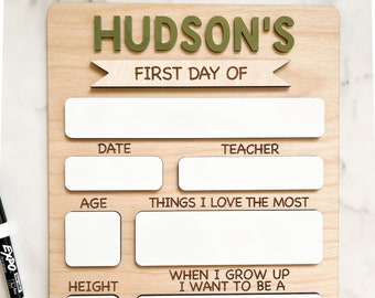 First Day of School Sign | Personalized Back to School Sign | Reusable Back to School Sign | Dry Erase First Day of School Sign