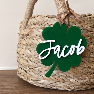 St. Patricks Name Tag | Personalized St. Patricks Day Name Tag Gift Basket Gift Tag | Acrylic Gift Tag |  Lucky Tag | Shamrock Basket Tag