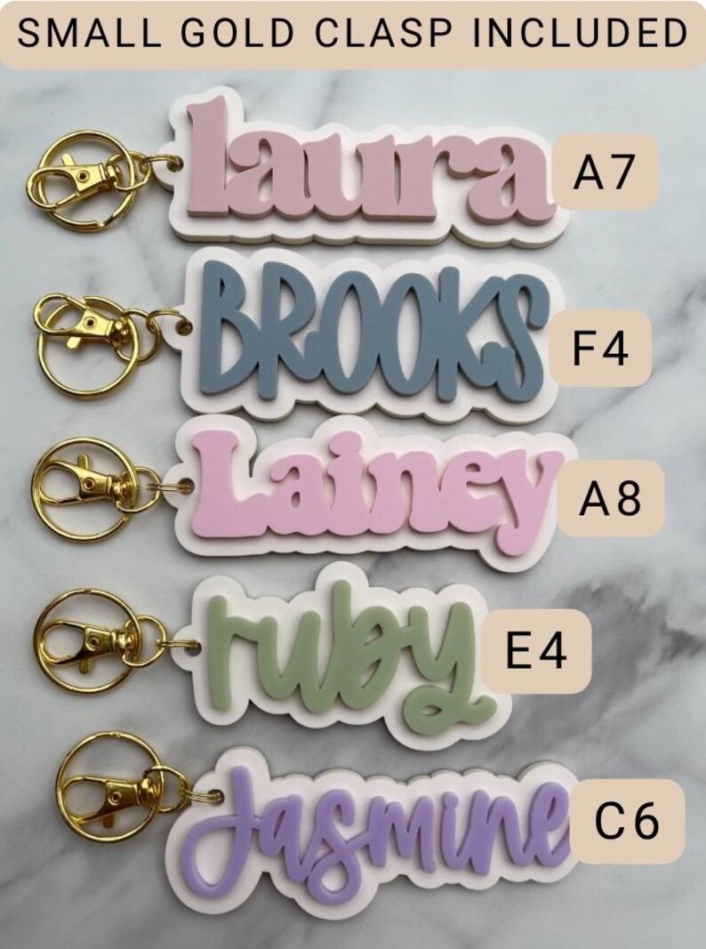 Personalized Acrylic Name Tag Keychain | Backpack Keychain - Etsy