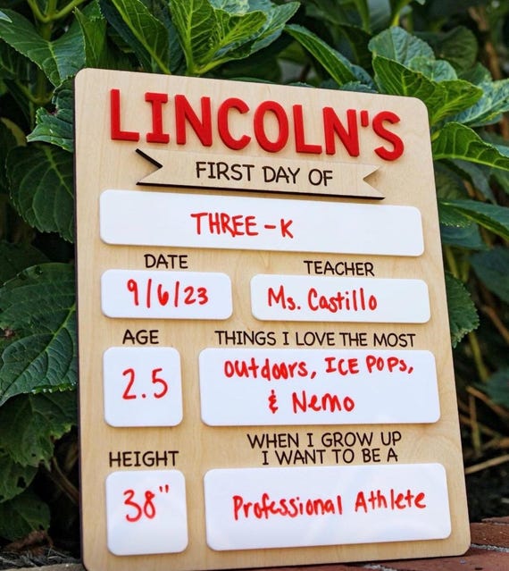 Personalized First Day of School Sign | Reusable Dry Erase Board