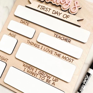 Personalized First Day of School Sign | Reusable Dry Erase Board afbeelding 4