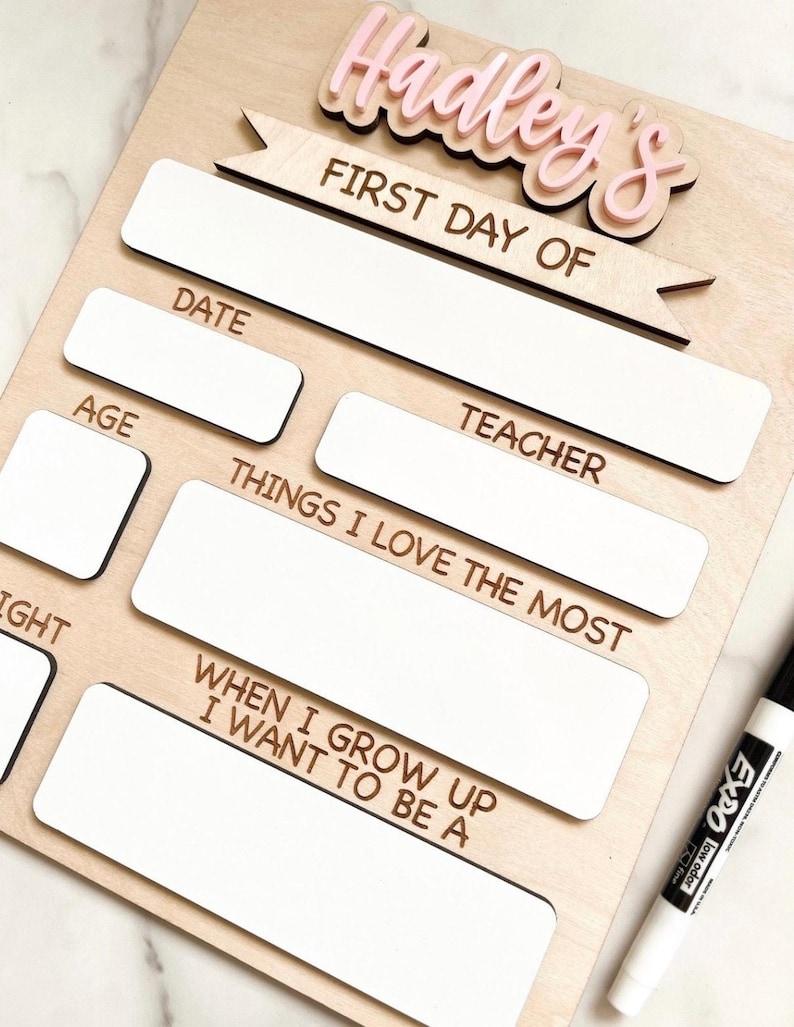 Personalized First Day of School Sign | Reusable Dry Erase Board afbeelding 4