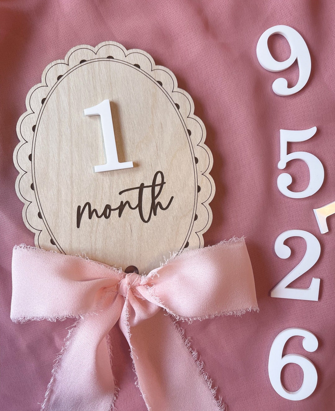 Lace Ribbon Milestone Card | Lace Ribbon Milestone Sign | Lace Ribbon ...