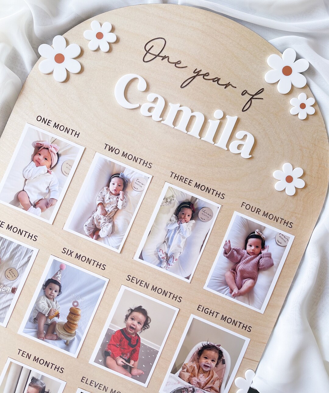 First Year Birthday Board Monthly Milestone Photo Board Etsy