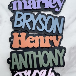Backpack Name Tag | Acrylic Keychain | Retro Name Keychain | Personalized Acrylic Name Tag | Diaper Bag Tag | Lunch Box Tag | Kids Tag