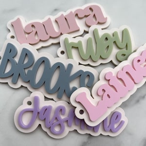 Backpack Name Tag | Acrylic Keychain | Retro Name Keychain | Personalized Acrylic Name Tag | Diaper Bag Tag | Lunch Box Tag | Kids Tag