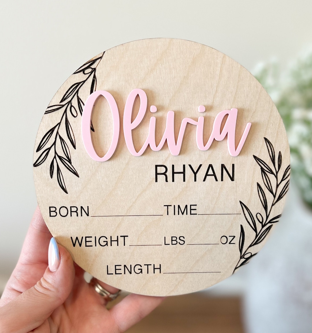 Personalized Wooden Birth Announcement Sign | Engraved Baby Stats - Etsy