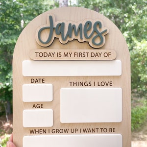 Personalized First Day of School Sign | Reusable Dry Erase Board