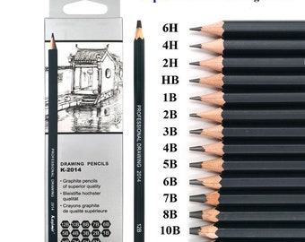 14pcs (6H-12B) Graphite Pencil for Drawing/Shading Professional Sketching Pencils Set for Artists Charcoal Pencil Art Supplies Stationery.