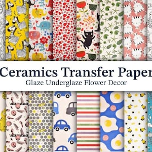 Underglaze Cartoon Decal Paper, Pottery Ceramics Clay Transfer Paper, Underglaze decoration, Kiln firing, Decals on pottery, Pottery craft.