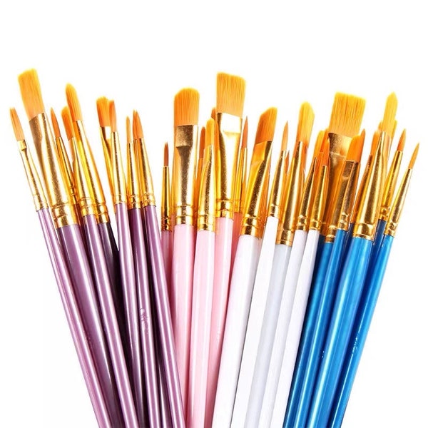 Set di 10 pennelli per spedizione gratuita, pennelli in nylon, pennello per principianti, set di pennelli professionali per pittura acrilica, a olio e ad acquerello.