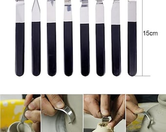 8Pcs Clay Carving  Shaping Tool Set | Wooden Stainless Steel Knives for Pottery, Ceramic Repair Sculpture