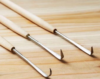 Rotating Wooden Handle Carving Knife for Purple Clay Teapot DIY