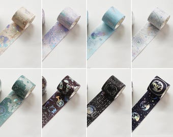 30mm*2m Fantasy Astrolabe Stars Moon Planet Washi Tape Colored Masking Tape Decorative Adhesive For DIY Craft Gift Wrapping Scrapbook.
