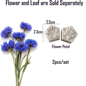 2pcs Cornflower Silicone Mold Set – DIY Cake, Fondant, Chocolate, Clay, Ice, Flower Leaf Mould