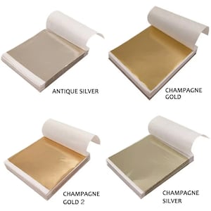 100 Sheets/ 8.5x8.5cm Imitation Gold Leaf Thin Gold Foil Sheets, Metal Leaf with Gilding Brush for Painting Gilding Crafting Decoration.