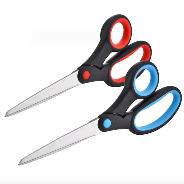 Left Hander Scissors, 8 Inch Soft grip left-handed scissors for Adults Student Kids, Southpaw scissors, Safety left-handed scissors
