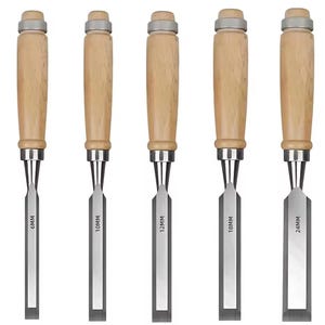 5Pcs Wood Carving Chisel Set – 6/10/12/18/24mm | Flat Blade Hand Tools for DIY & Woodworking