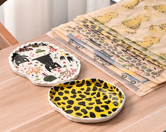 Pottery Ceramics Clay Transfer Paper, Glaze Underglaz Paper, Underglaze decoration, Kiln firing, Decals on pottery