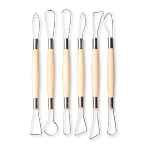 6PCS Wood Handle Clay Sculpting Tools Kit – DIY Polymer Clay Cutters for Pottery, Ceramic, Wax, and Modeling Projects