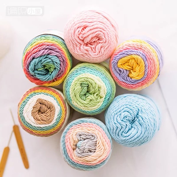 Fil de coton multicolore dégradé arc-en-ciel 100 g, tricot et crochet bricolage - Idéal pour les pulls, écharpes, couvertures, livraison gratuite