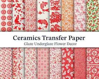 Pottery Ceramics Clay Transfer Paper, Glaze Underglaz Paper, Underglaze decoration, Kiln firing, Decals on pottery, Pottery craft.