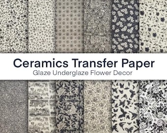 Pottery Ceramics Clay Transfer Paper, Glaze Underglaz Paper, Underglaze decoration, Kiln firing, Decals on pottery, Pottery craft.