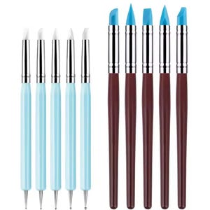 5/10 PCS Silicone Clay Sculpting Tools – Modeling, Dotting, Carving Brushes for Pottery, Nail Art & DIY Crafts