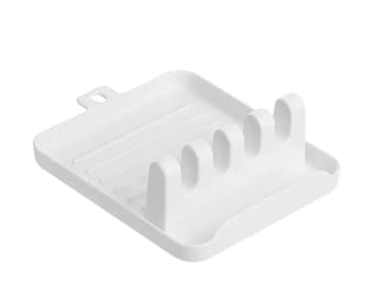 1Pc Paint Brush Rest Holder – White Plastic, 4-Slot Drip Tray for Watercolor, Oil & Acrylic Painting